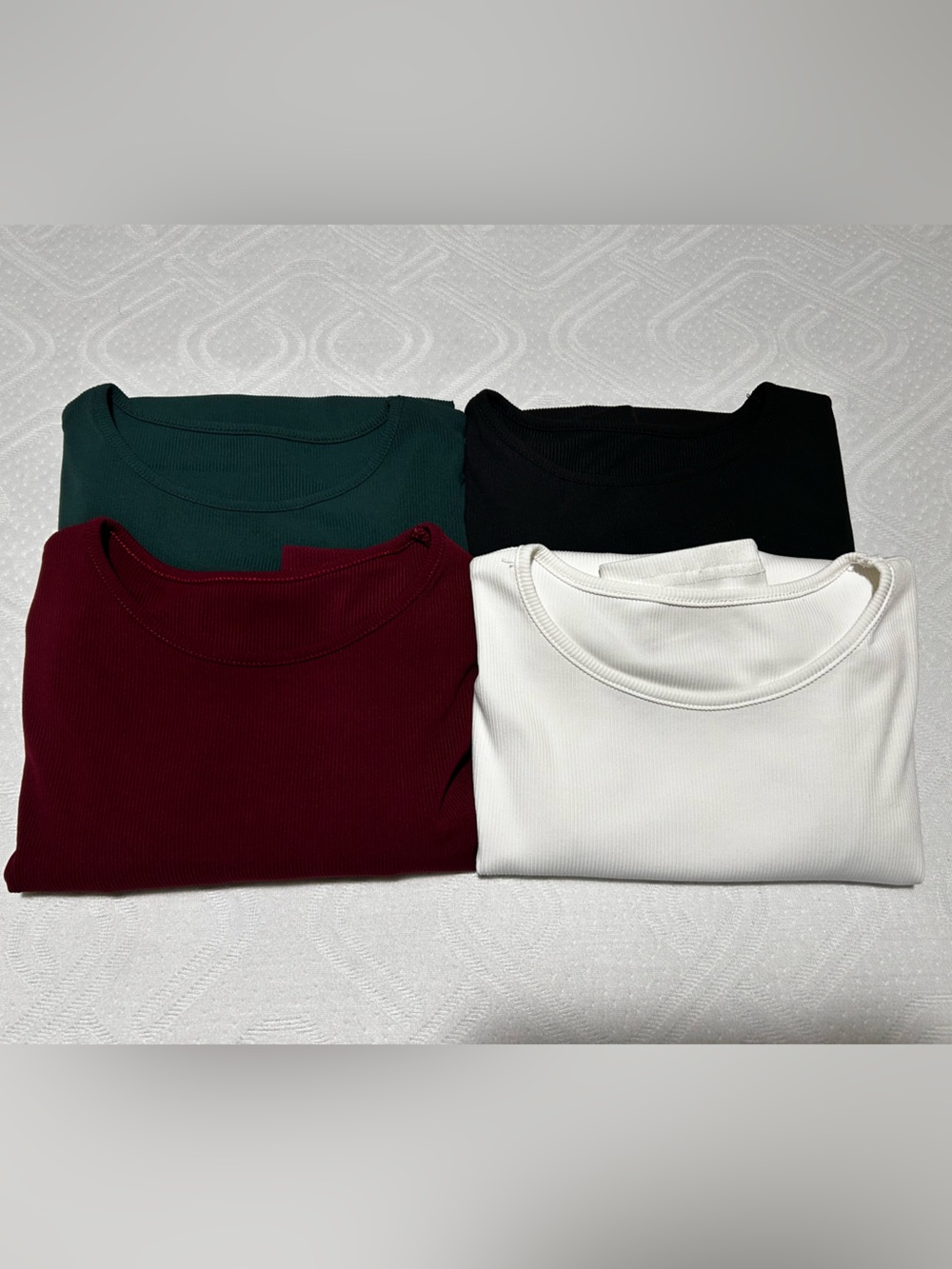 Women’s Crewneck Long Sleeve Shirts - Burgundy, Forest Green, Black, White